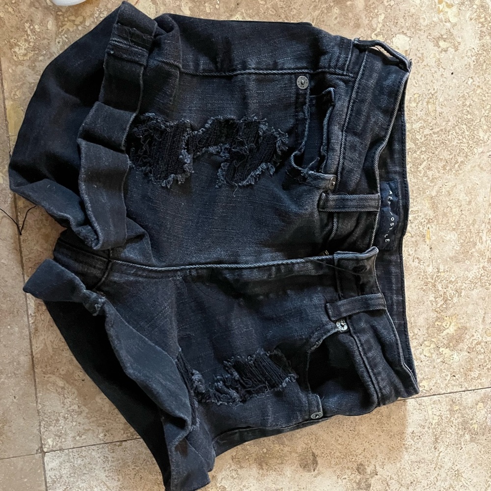 Aeropostale black ripped Jean shorts